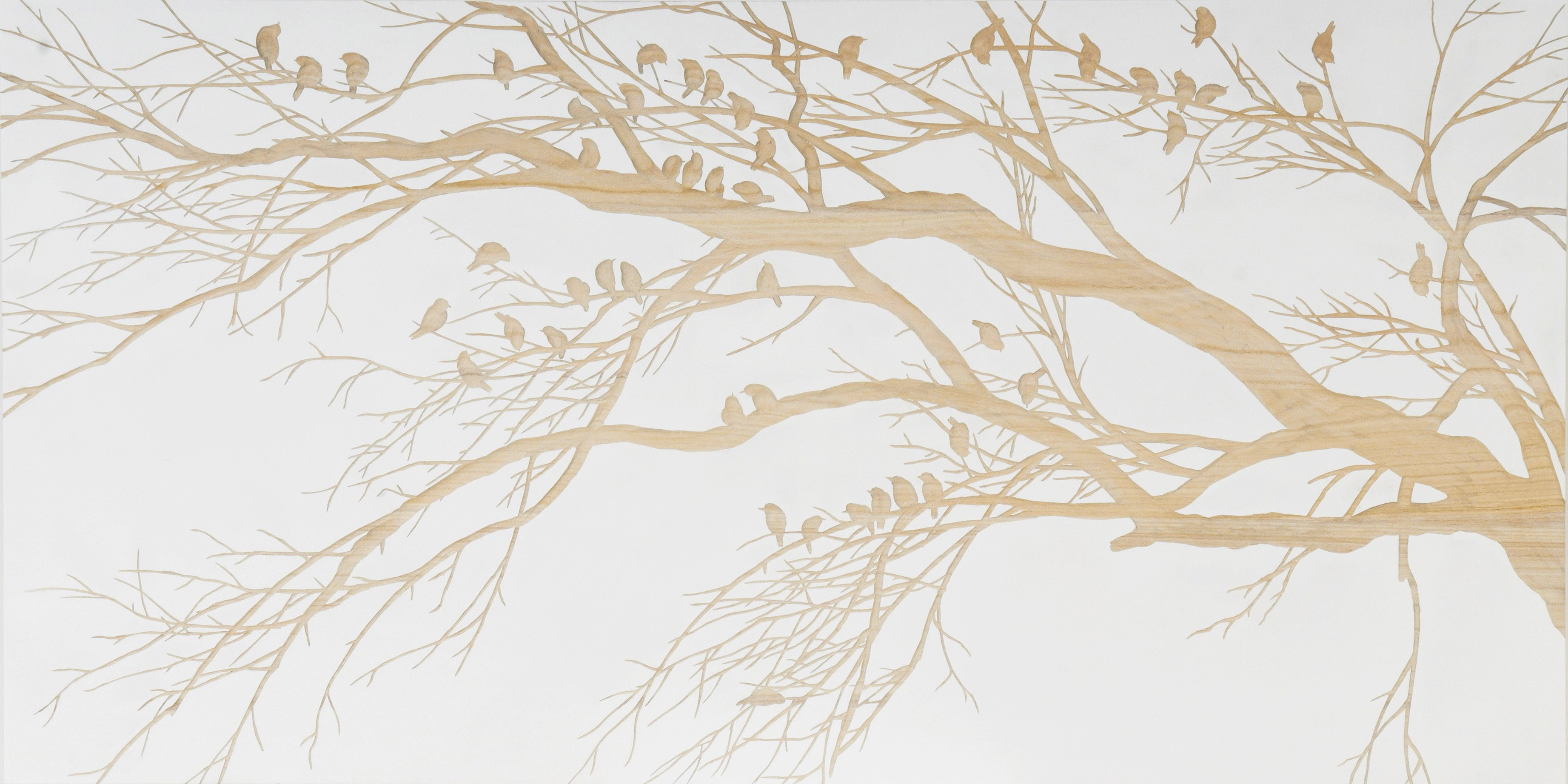 HP091 Wall Décor art wood panel hand carved botanical